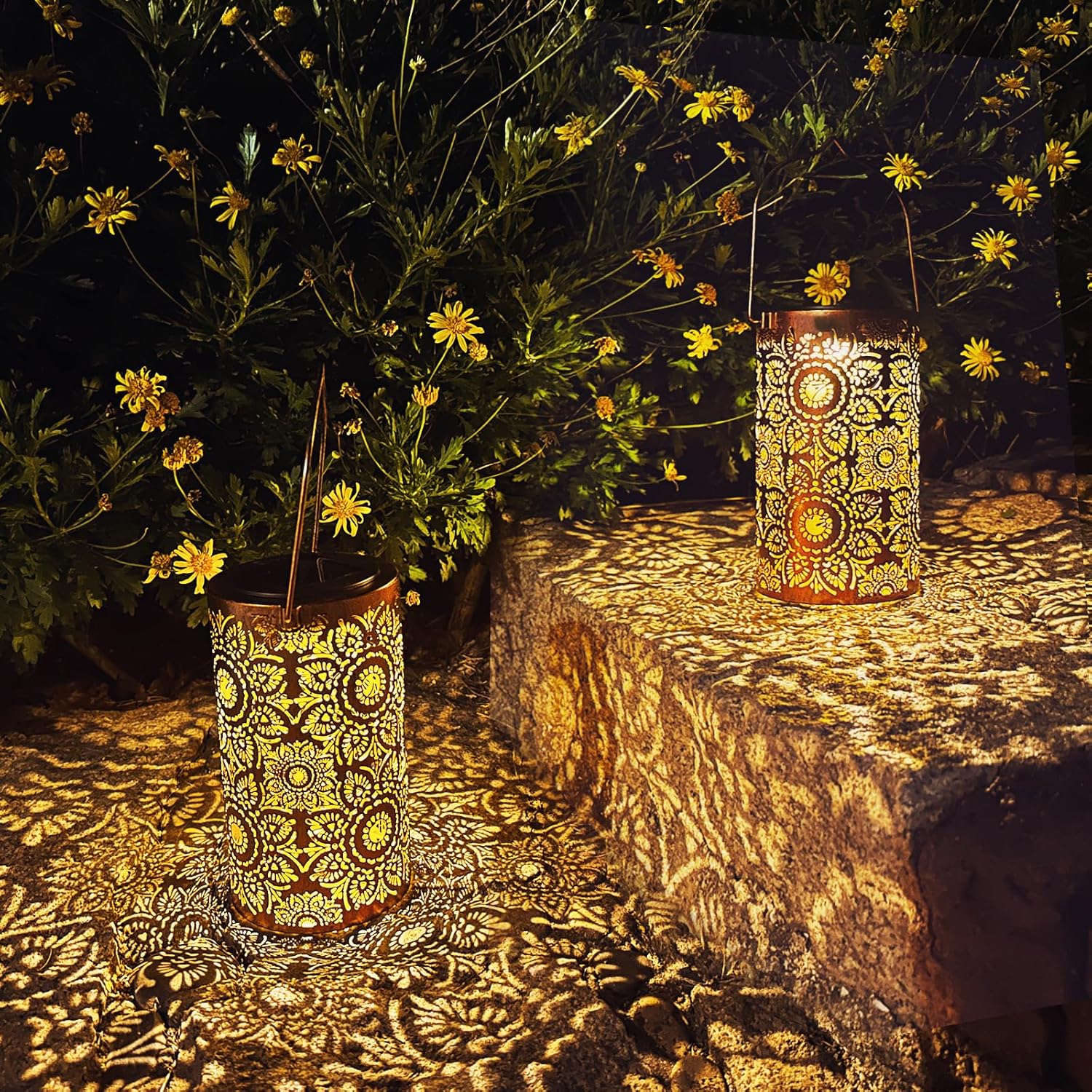 Solar Lanterns Outdoor Hanging Lantern Lights,Sunflower Metal Decor Lanterns-Waterproof LED Decorative Light for Garden Patio Yard Lawn Backyard Front Porch as Gifts for Mom Grandma Women - Image 3