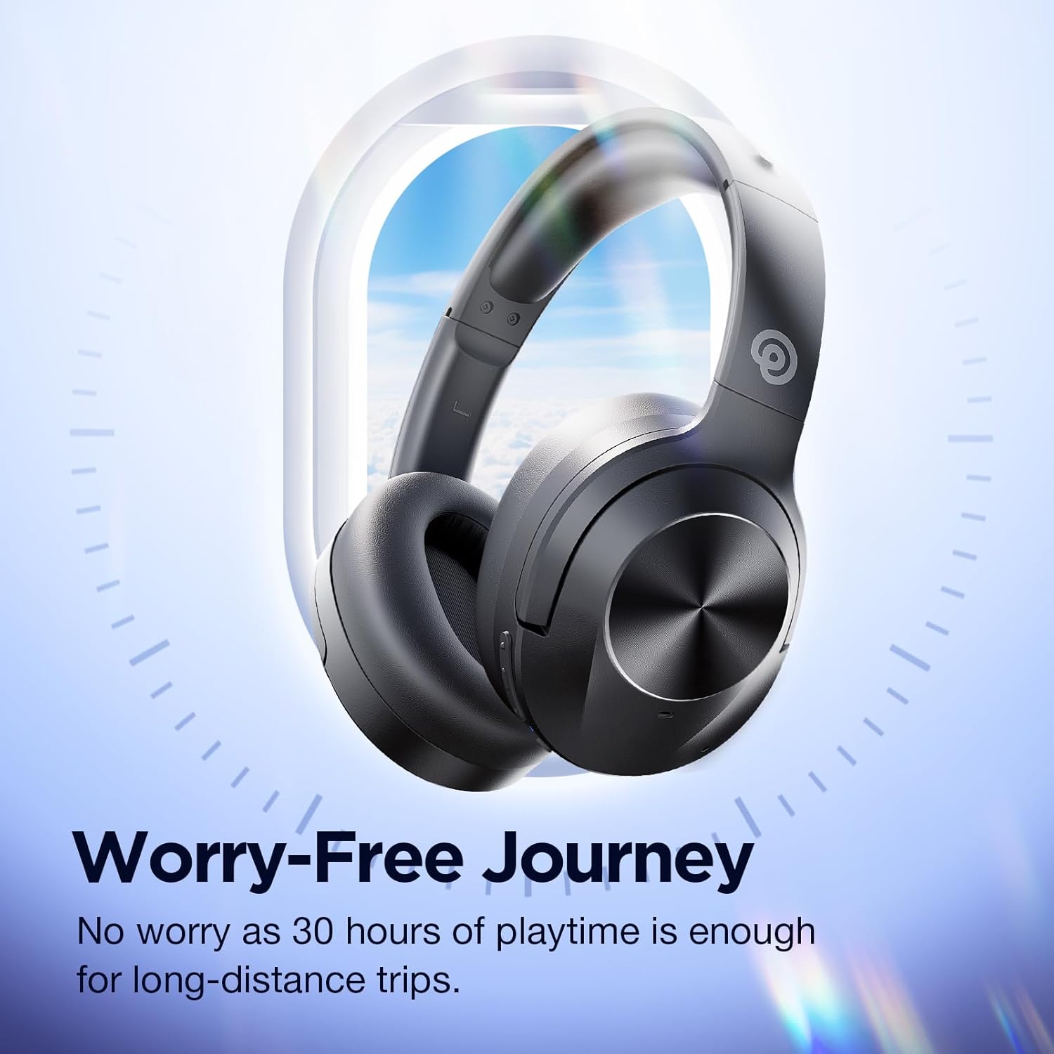 Active Noise Cancelling Headphones with HD Sound, Wireless Bluetooth Headphones Over The Ear Unequaled Comfort, Vivid Deep Bass, for Home Office Travel Birthday Gift, Black - Image 8